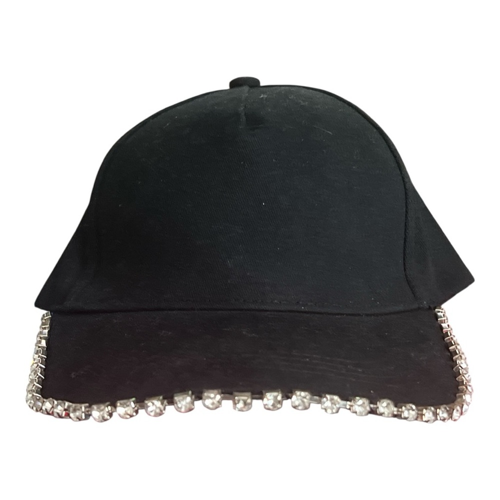 Women Elegant Black Rhinestone Cap